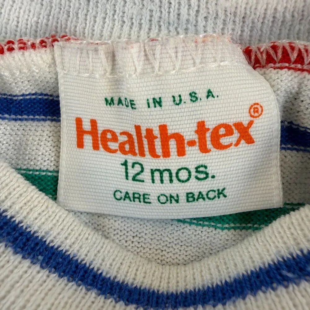 Vintage 70s Health-Tex Baby Toddler Outfit 2pc Striped Shirt Shorts USA Made